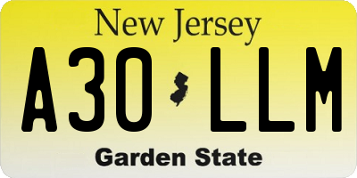 NJ license plate A30LLM