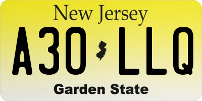 NJ license plate A30LLQ