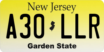 NJ license plate A30LLR