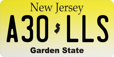 NJ license plate A30LLS