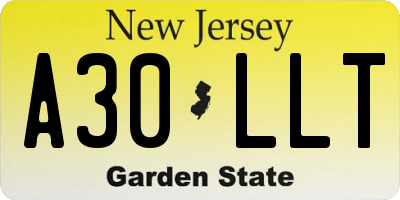 NJ license plate A30LLT