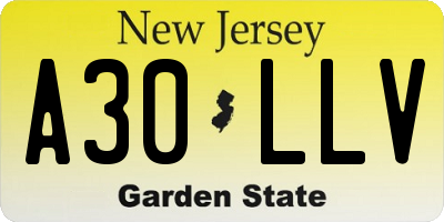 NJ license plate A30LLV