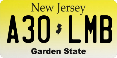 NJ license plate A30LMB