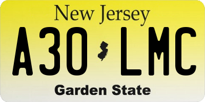 NJ license plate A30LMC