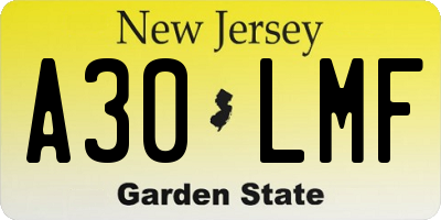 NJ license plate A30LMF