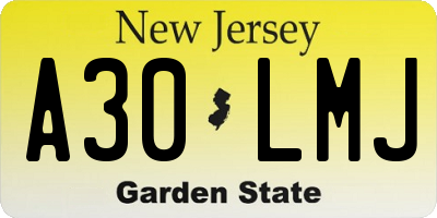 NJ license plate A30LMJ