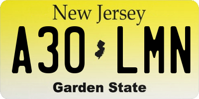 NJ license plate A30LMN