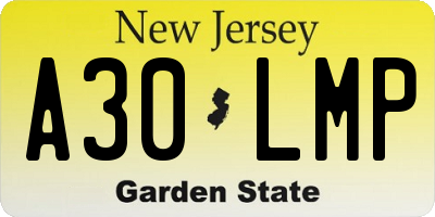 NJ license plate A30LMP