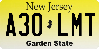NJ license plate A30LMT
