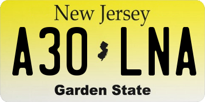 NJ license plate A30LNA