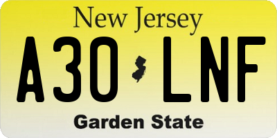 NJ license plate A30LNF