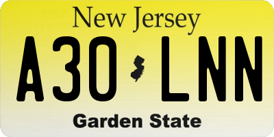 NJ license plate A30LNN