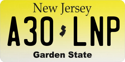 NJ license plate A30LNP