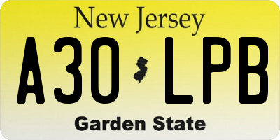 NJ license plate A30LPB