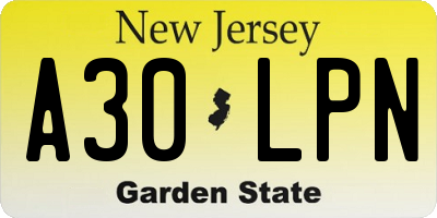 NJ license plate A30LPN