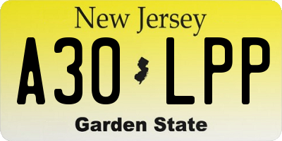 NJ license plate A30LPP