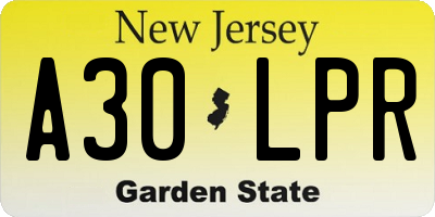 NJ license plate A30LPR