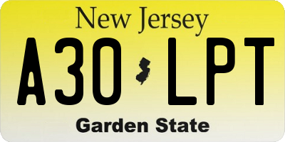 NJ license plate A30LPT