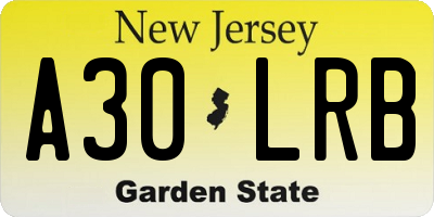 NJ license plate A30LRB