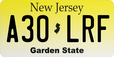 NJ license plate A30LRF