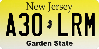 NJ license plate A30LRM