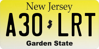 NJ license plate A30LRT
