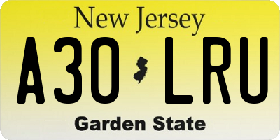 NJ license plate A30LRU