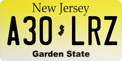 NJ license plate A30LRZ
