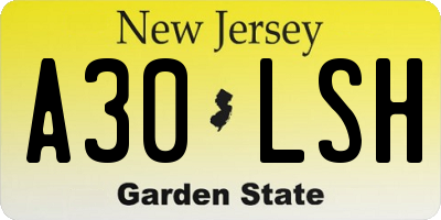 NJ license plate A30LSH