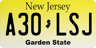NJ license plate A30LSJ