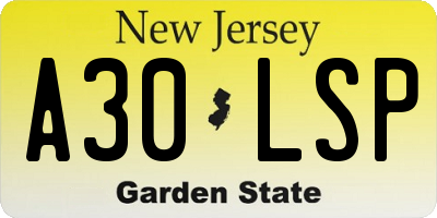 NJ license plate A30LSP