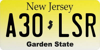 NJ license plate A30LSR