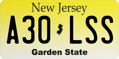 NJ license plate A30LSS
