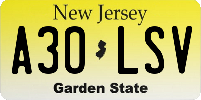 NJ license plate A30LSV