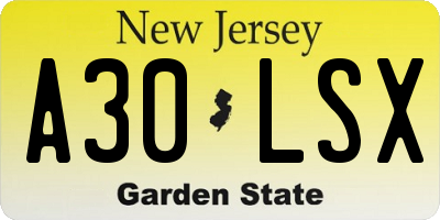 NJ license plate A30LSX