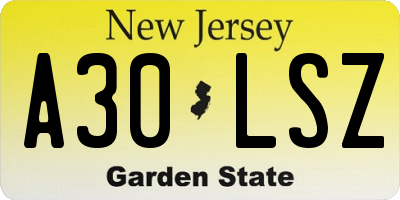 NJ license plate A30LSZ