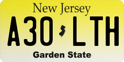 NJ license plate A30LTH
