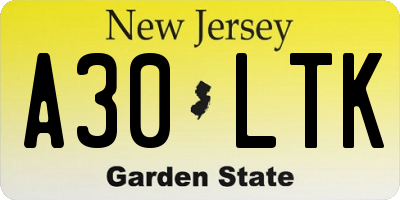NJ license plate A30LTK
