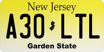 NJ license plate A30LTL