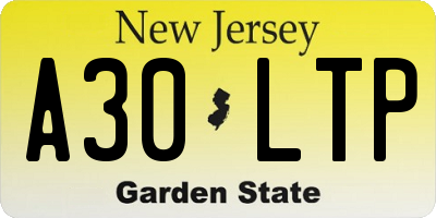 NJ license plate A30LTP