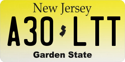 NJ license plate A30LTT