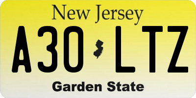 NJ license plate A30LTZ