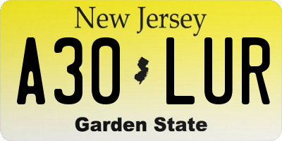 NJ license plate A30LUR