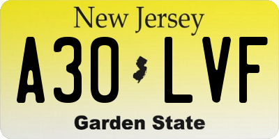 NJ license plate A30LVF