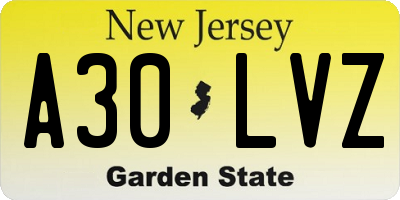 NJ license plate A30LVZ
