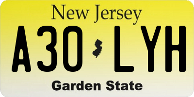 NJ license plate A30LYH