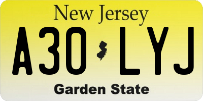 NJ license plate A30LYJ
