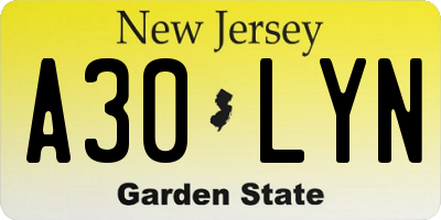 NJ license plate A30LYN