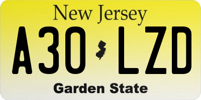 NJ license plate A30LZD