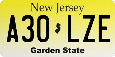 NJ license plate A30LZE